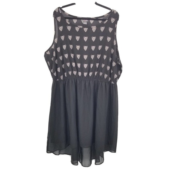 Dots leopard print high low dress womens plus size 24 black sleeveless blousan - Picture 1 of 12